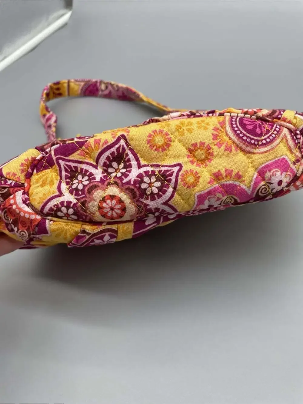 Vera Bradley Bali Gold Yellow Floral Pink Red Purse Small Pleated Handbag
